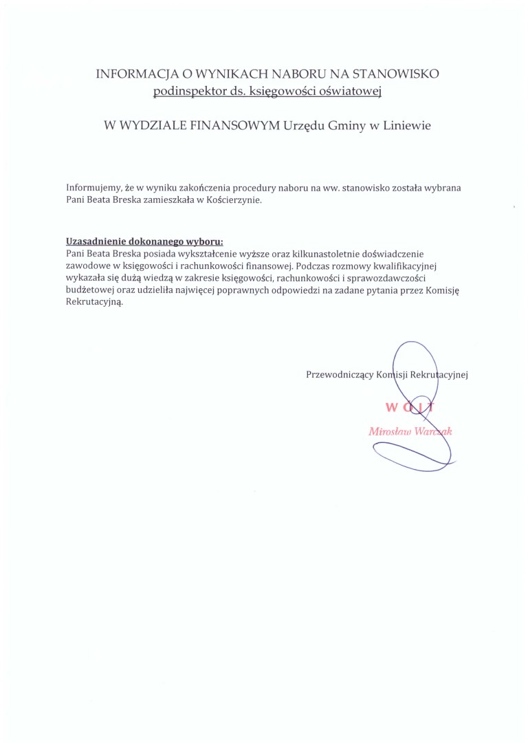 Nabór na stanowisko podinspektor ds. księgowości oświatowej