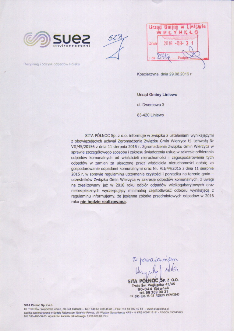 Odbiór odpadów wielkogabarytowych – nie będzie realizowany jesienią 2016r.