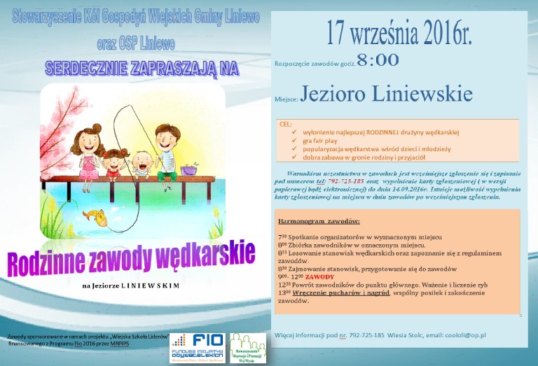 Zaproszenie na rodzinne zawody wędkarskie