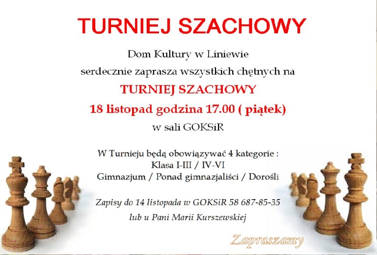 Turniej szachowy w GOKSiR w Liniewie