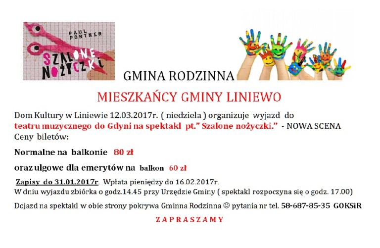 Zmiana godziny wyjazdu do teatru!