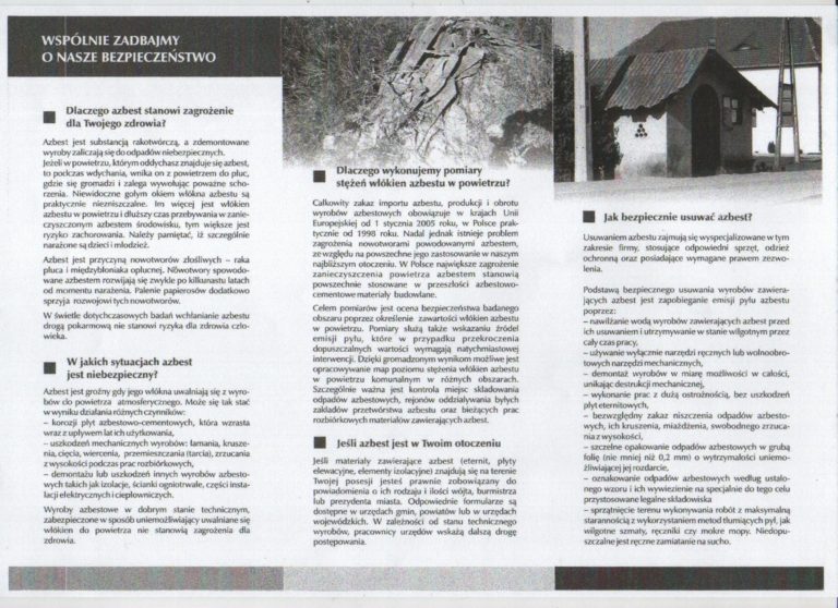 Azbest, zagrożenia dla Ciebie, twoich najbliższych i otoczenia