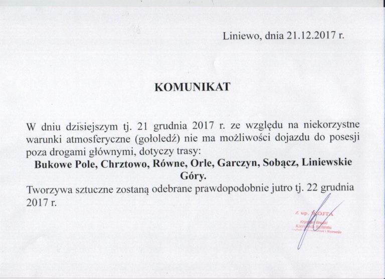 Komunikat w sprawie wywozu tworzyw sztucznych