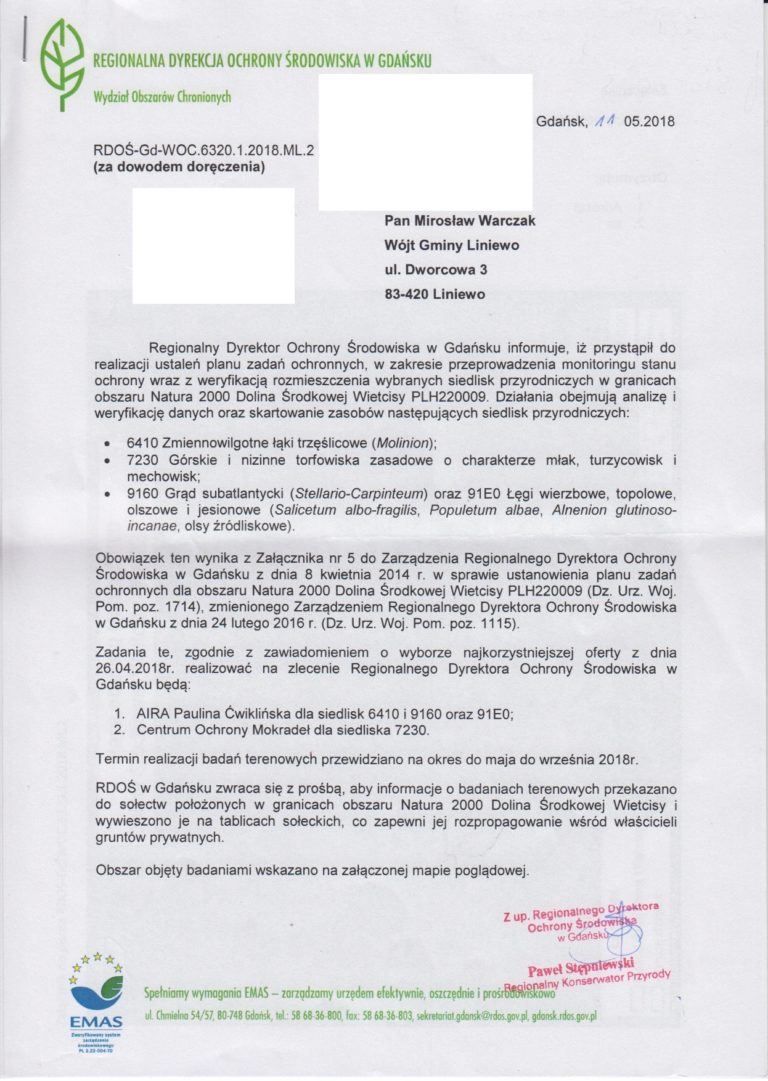 Realizacja ustaleń planu zadań ochrony