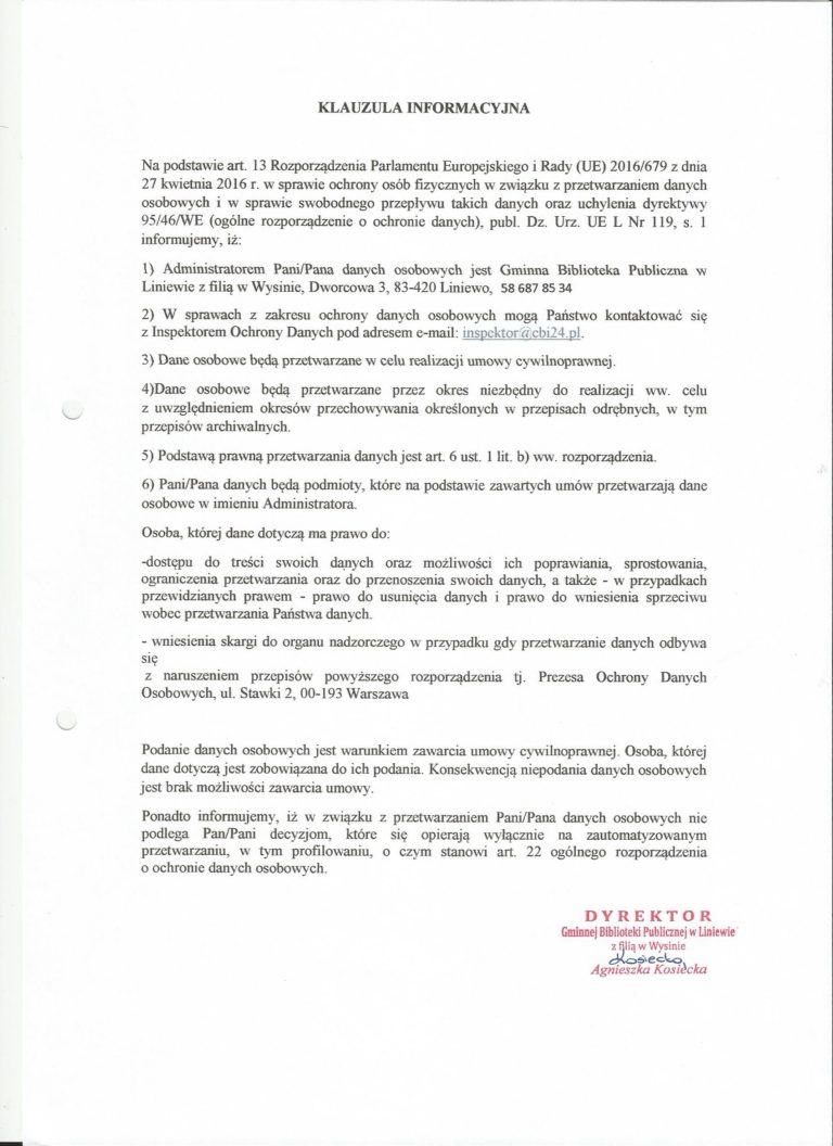 Klauzula informacyjna