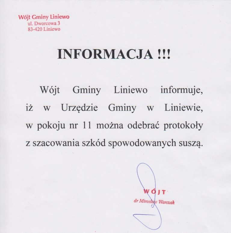 Protokoły z szacowania szkód spowodowanych suszą
