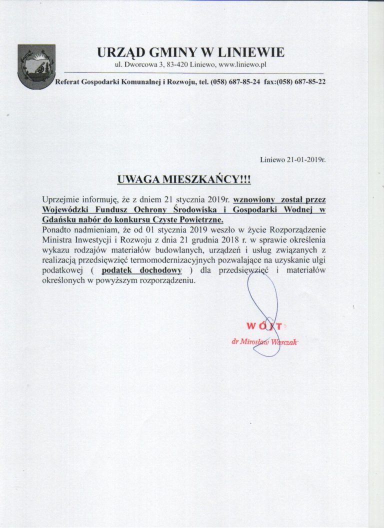 Nabór do konkursu Czyste Powietrze