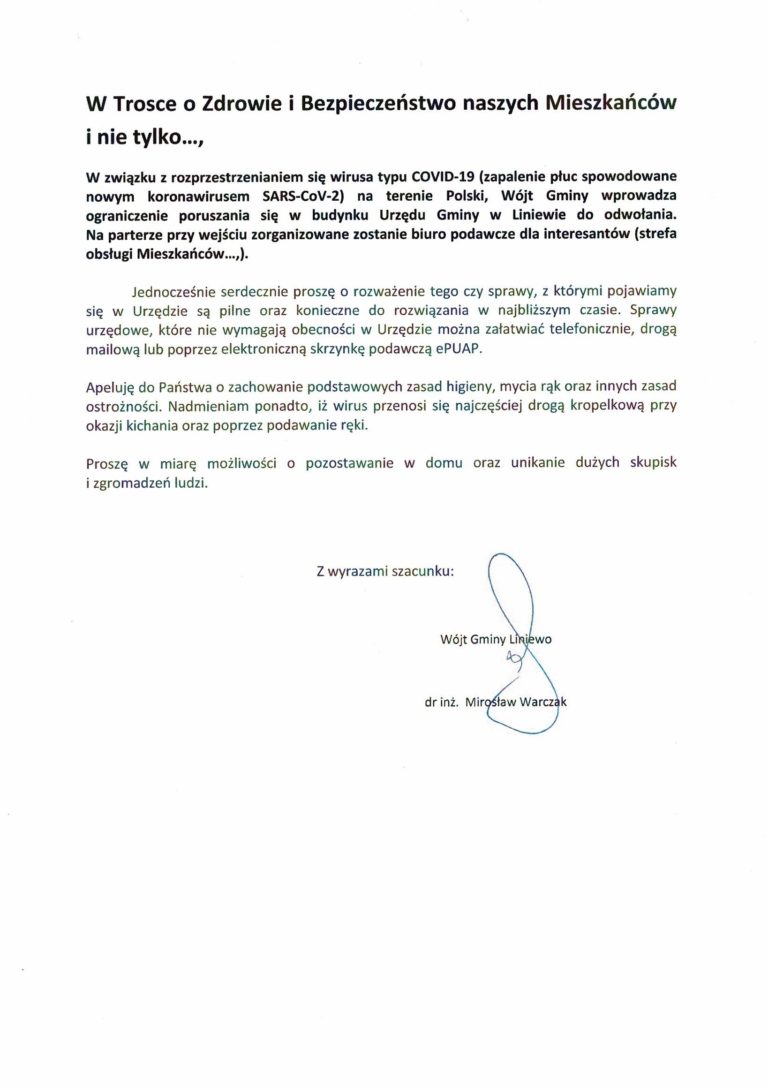 W Trosce o Zdrowie i Bezpieczeństwo naszych Mieszkańców i nie tylko…,