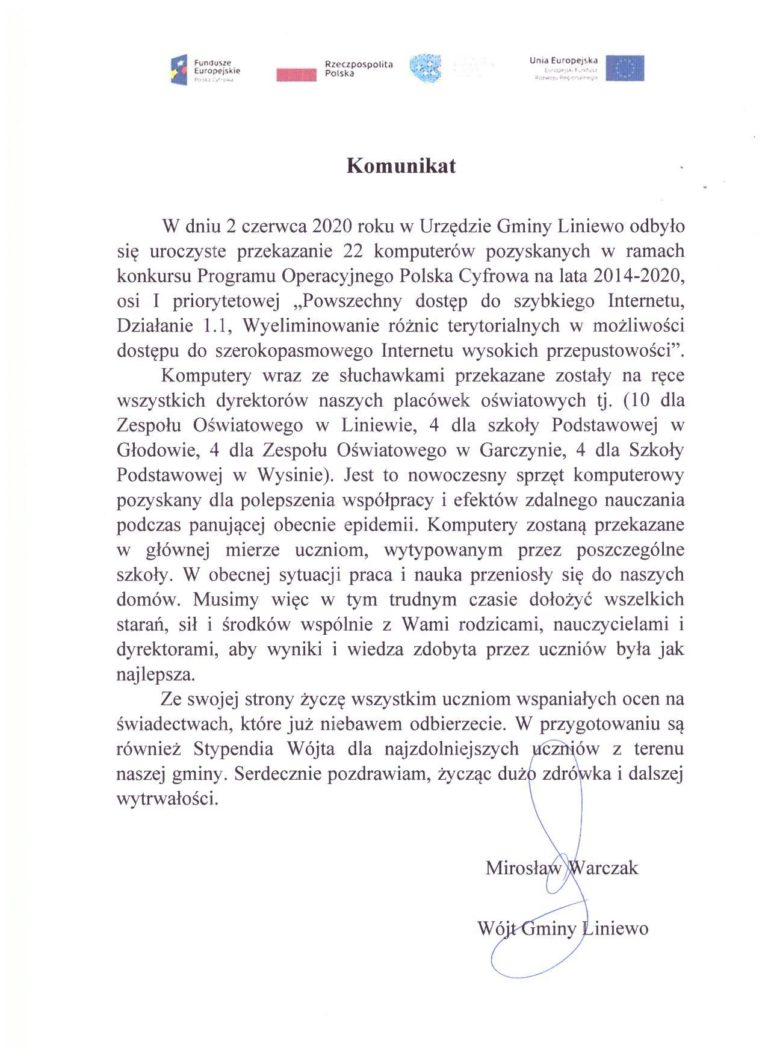 Uroczyste przekazanie 22 komputerów