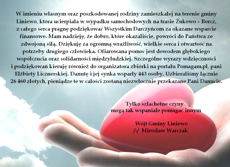 Podziękowania dla darczyńców