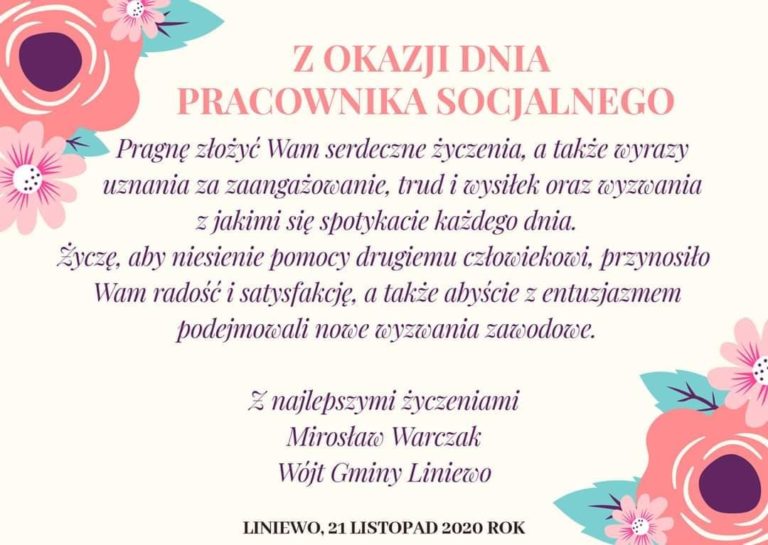 Życzenia z okazji Dnia Pracownika Socjalnego