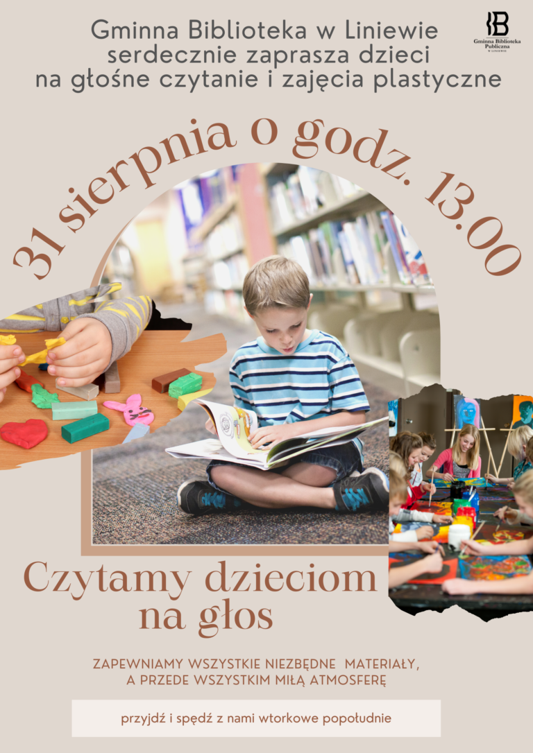 Zaproszenie na zajęcia w Bibliotece w Liniewie
