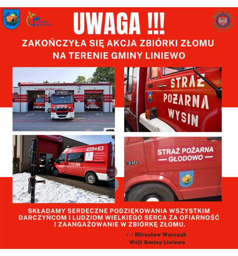 Zakończyliśmy zbiórkę złomu na terenie gminy Liniewo