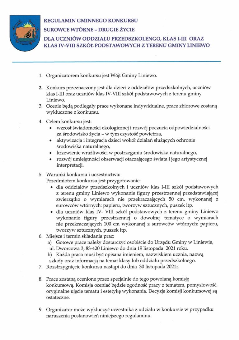 Konkurs ekologiczny pn. „SUROWCE WTÓRNE-drugie życie”