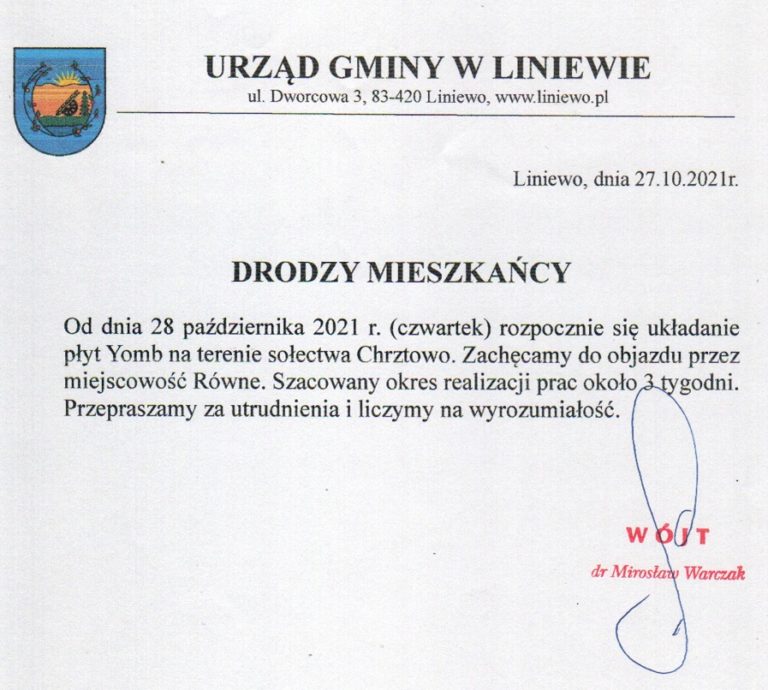 Utrudnienia na drodze w Chrztowie