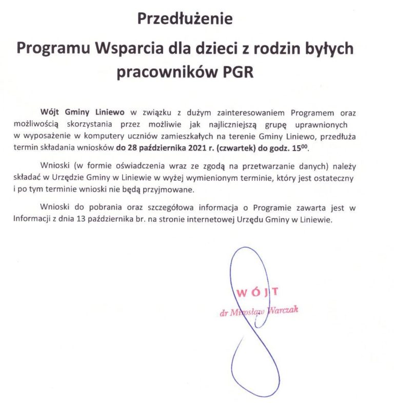 Przedłużenie Programu Wsparcia dla dzieci z rodzin byłych pracowników PGR