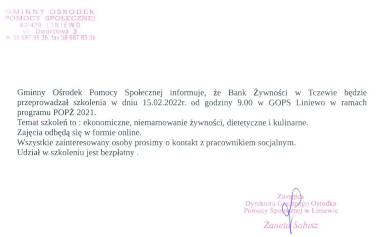 Szkolenie w ramach programu POPŻ 2021