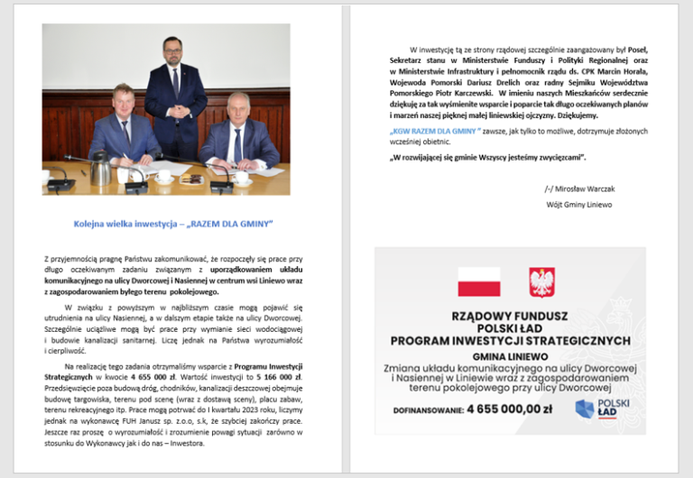 Kolejna Inwestycja w Gminie Liniewo