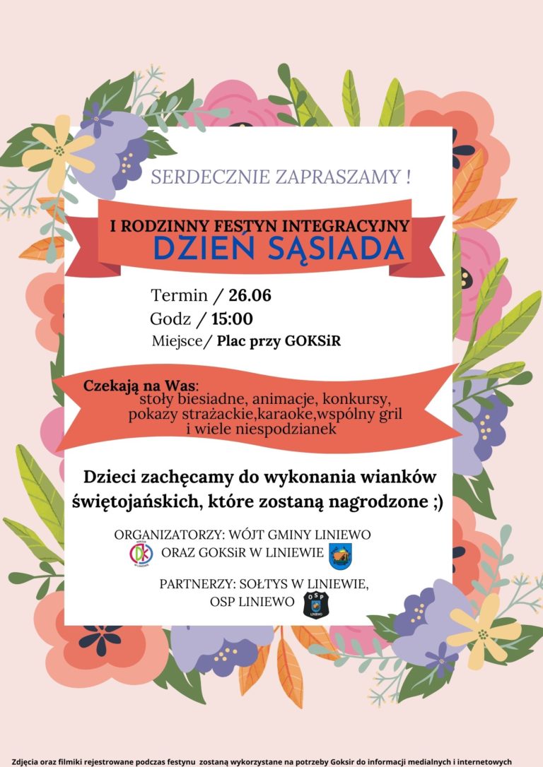 Zapraszamy na I Rodzinny Festyn „Dzień Sąsiada”