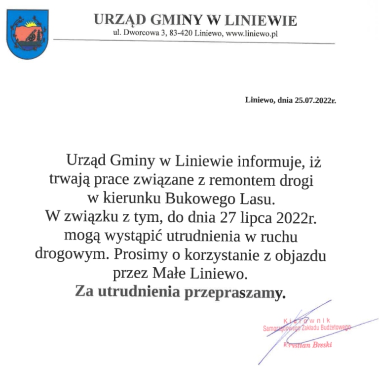 Remont drogi w kierunku Bukowy Las