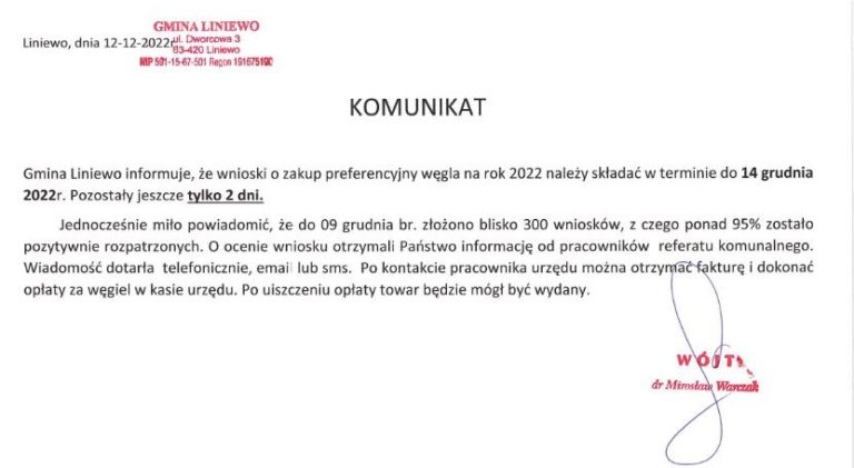 14 grudnia mija termin złożenia wniosku o zakup preferencyjnego węgla !