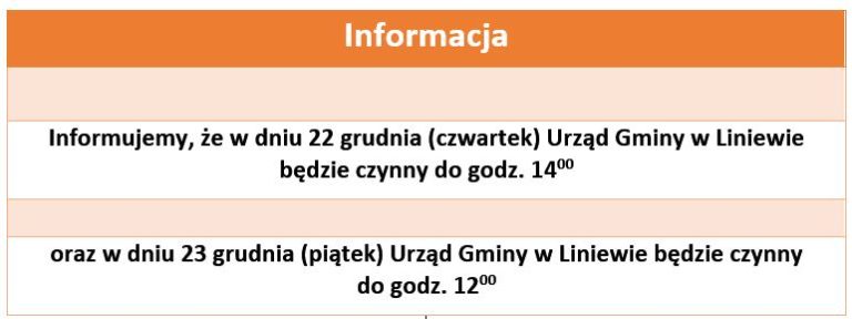 Uwaga mieszkańcy! Skrócony czas pracy urzędu gminy!