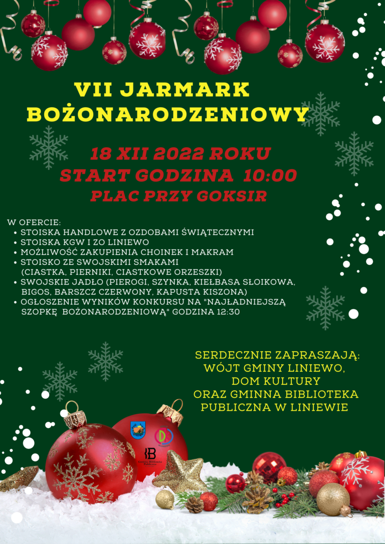 Zapraszamy na VII Jarmark Bożonarodzeniowy w Gminie Liniewo