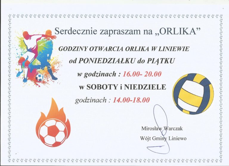 Nowe godziny otwarcia Orlika w Liniewie