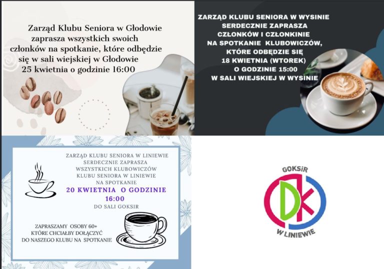 Zarządy Klubów Seniora zapraszają wszystkich klubowiczów