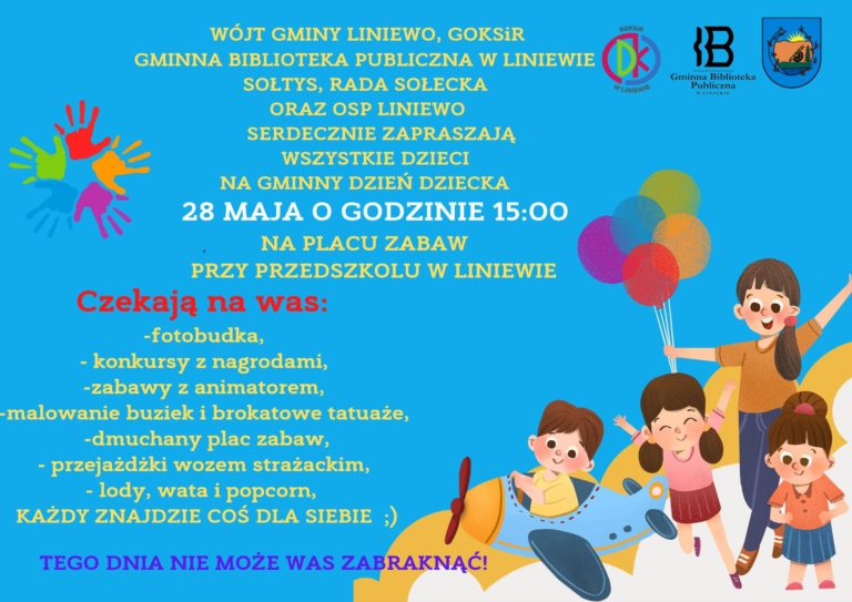 Zapraszamy na Gminny Dzień Dziecka na placu zabaw w Liniewie
