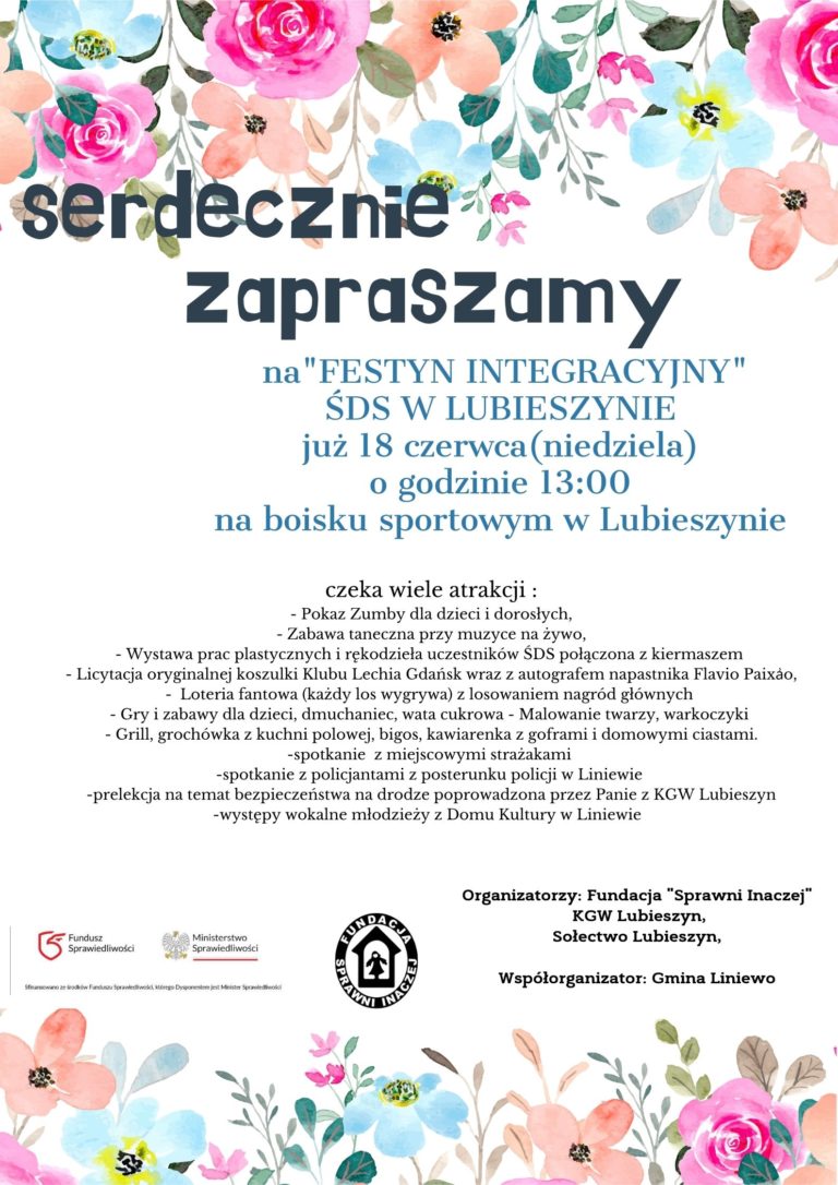 Serdecznie zapraszamy na „Festyn integracyjny ŚDS w Lubieszynie