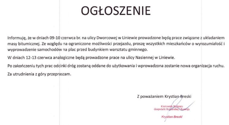 Remont na ul. Dworcowej i Nasiennej