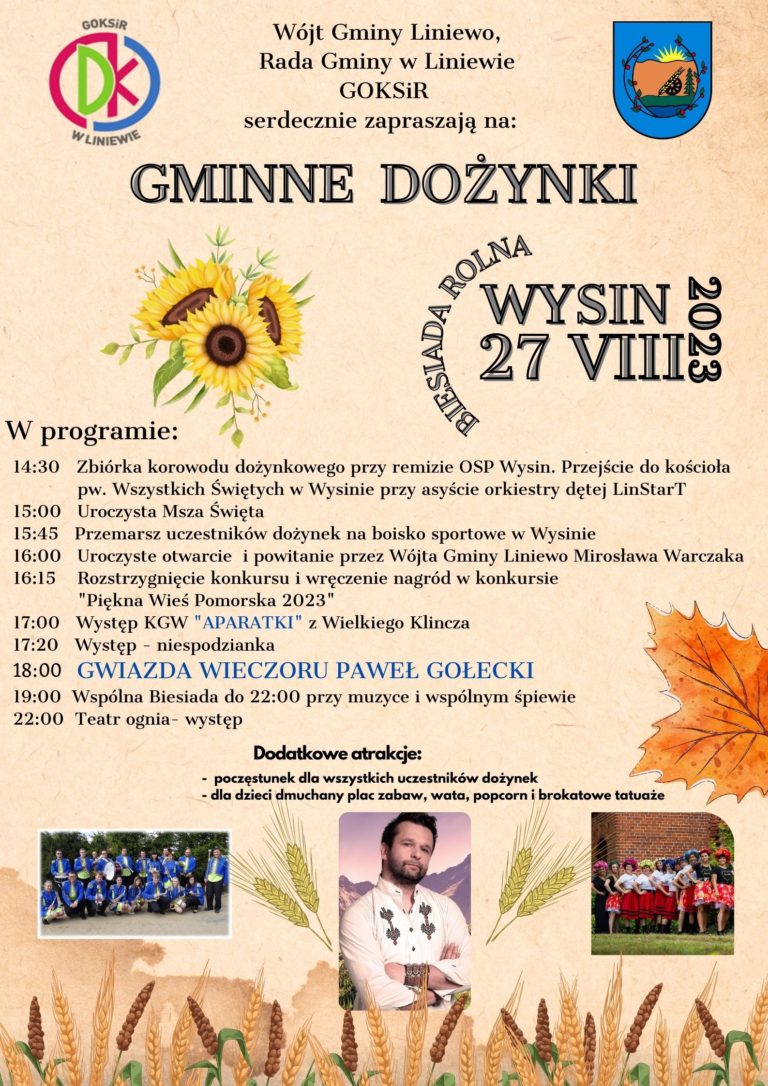 Zapraszamy na Gminne Dożynki