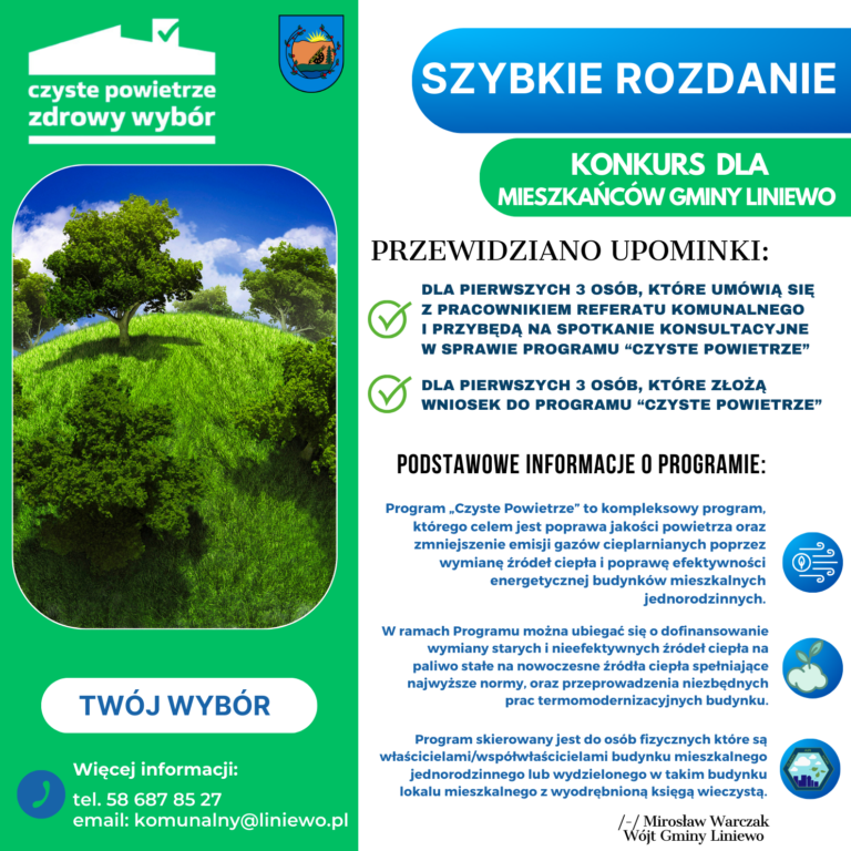Konkurs (szybkie rozdanie) dla Mieszkańców Gminy Liniewo