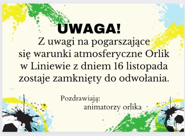 Orlik w Liniewie zamknięty do odwołania.