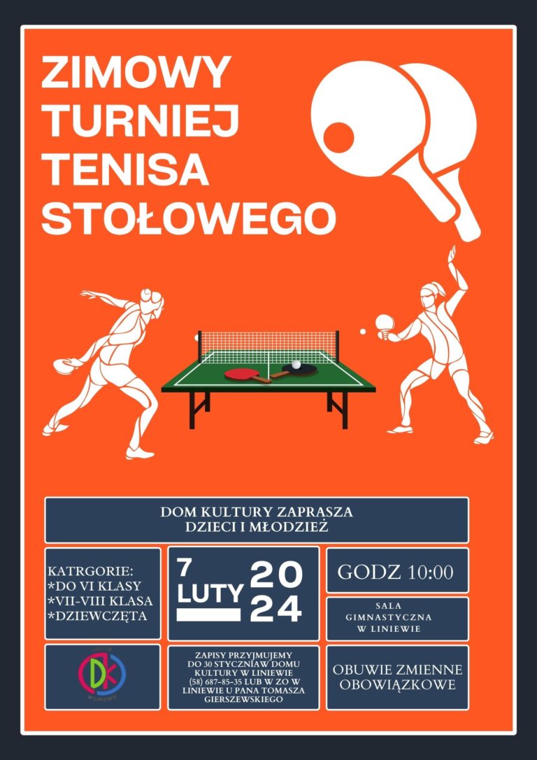 Serdecznie zapraszamy na Turniej Tenisa Stołowego