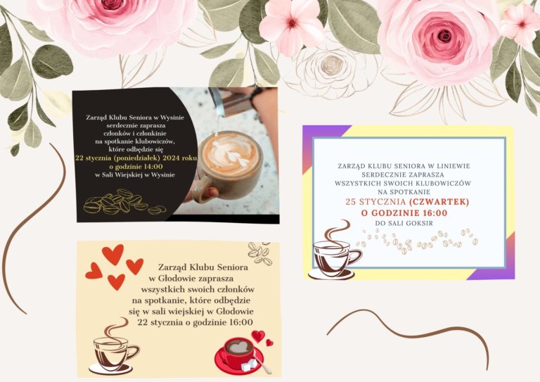 Zapraszamy członków Klubów Seniora z Wysina, Głodowa i Liniewa na spotkania