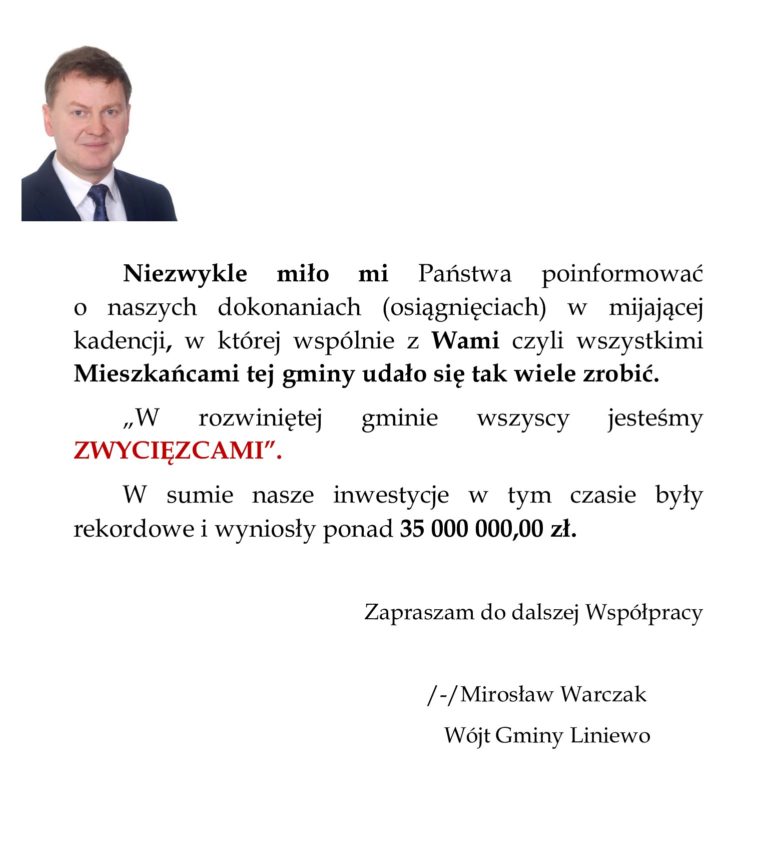 Podsumowanie Kadencji 2019-2023 (Liniewo, Liniewskie Góry, Małe Liniewo, Bukowy Las, Rogazy)