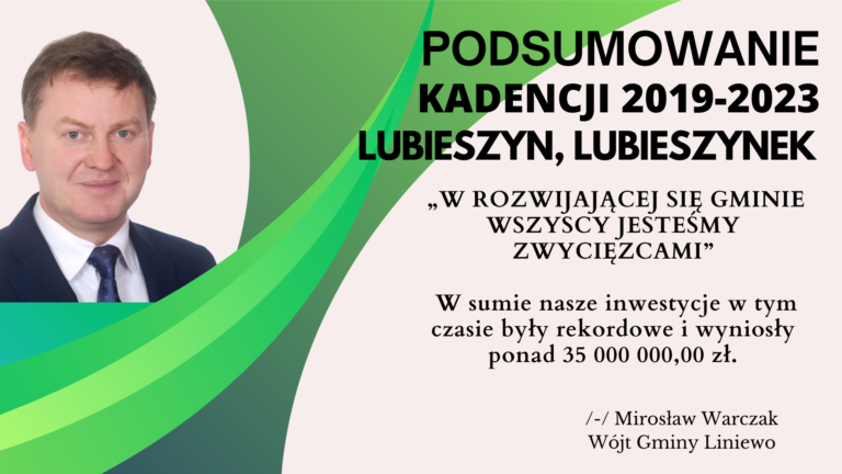 PODSUMOWANIE DOKONAŃ W KADENCJI 2019-2023 (LUBIESZYN, LUBIESZYNEK)