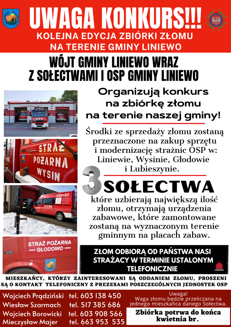 Zbiórka złomu na terenie gminy Liniewo