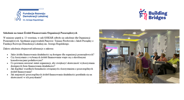 Szkolenie dla Organizacji Pozarządowych