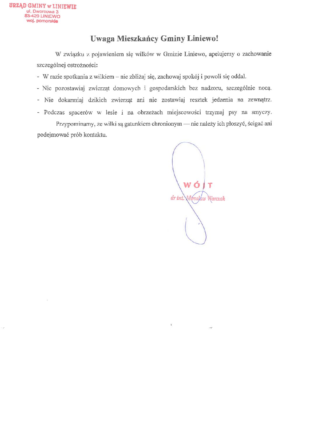 Wilki w Gminie Liniewo