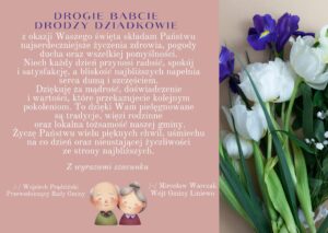 brzoskwiniowa kwiaty dzień babci kartka